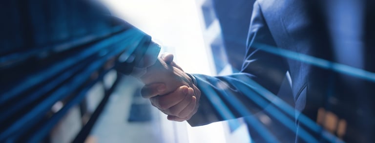 Business partners shaking hands, partnership collaboration