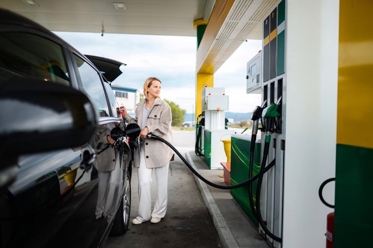 Woman at gas station
